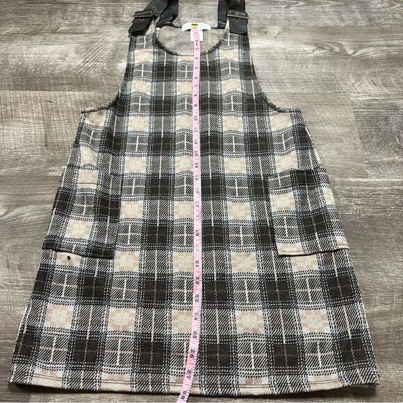 Planet Gold Plaid Overall Mini Dress Size Small - Picture 4 of 6